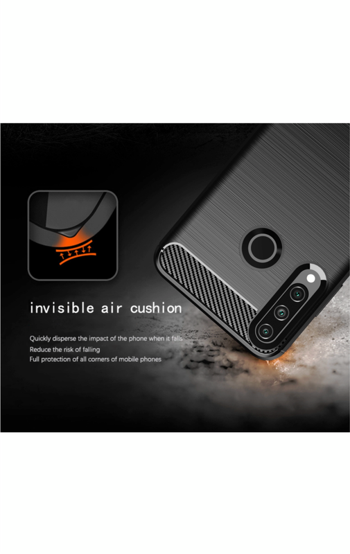 Huawei Y6P Shockproof Carbon Fiber Design Cover - Blue