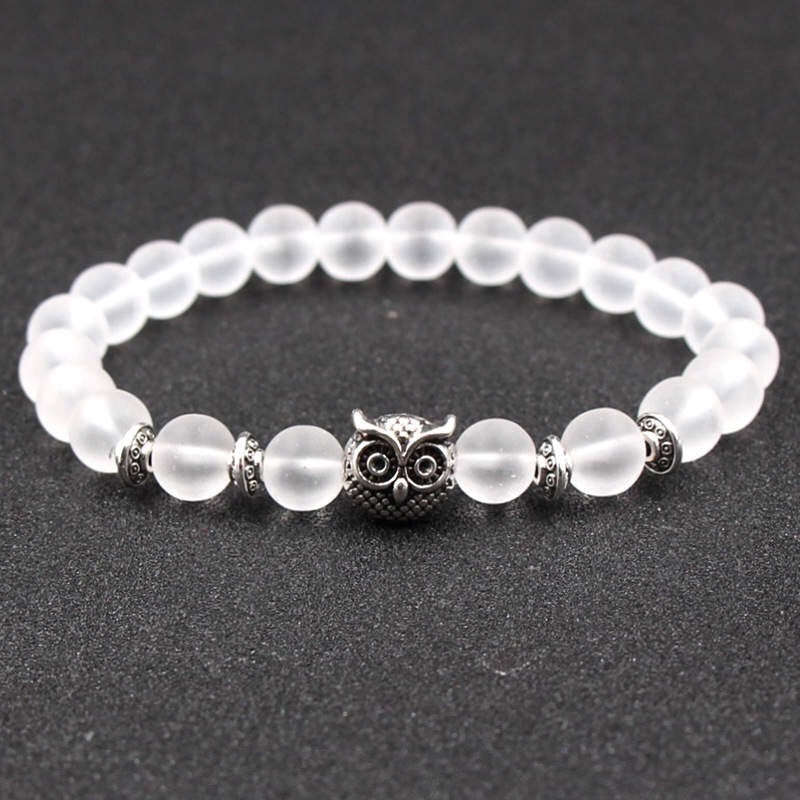 Argent Craft Frosted Glass Stone with Silver Owl