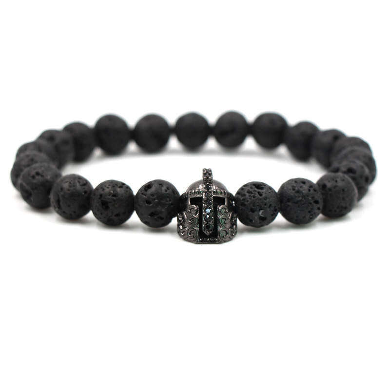 Argent Craft Natural Lava Stone With Black Knight Helmet