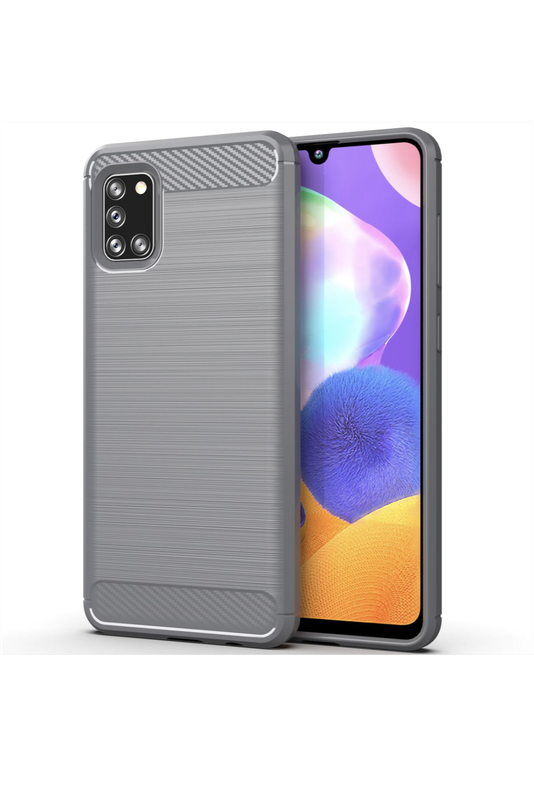 CellTime Galaxy A31 Shockproof Carbon Fiber Design Cover - Grey