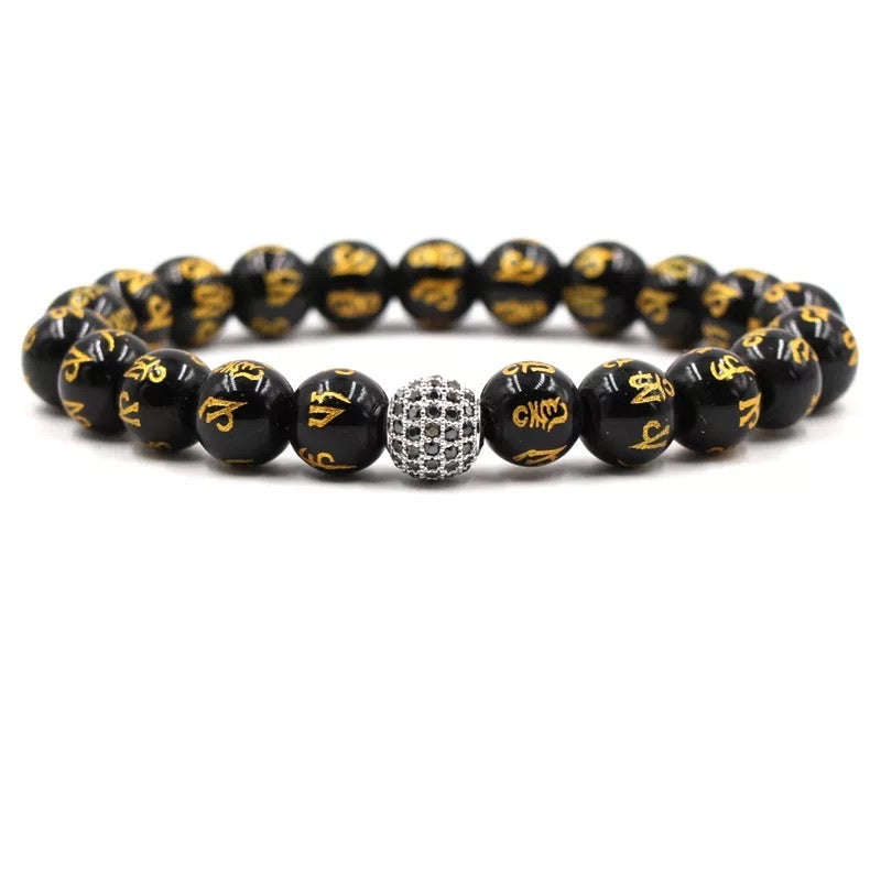 Argent Craft Natural Black Obsidian Wealth Bracelet (Silver)(Black)