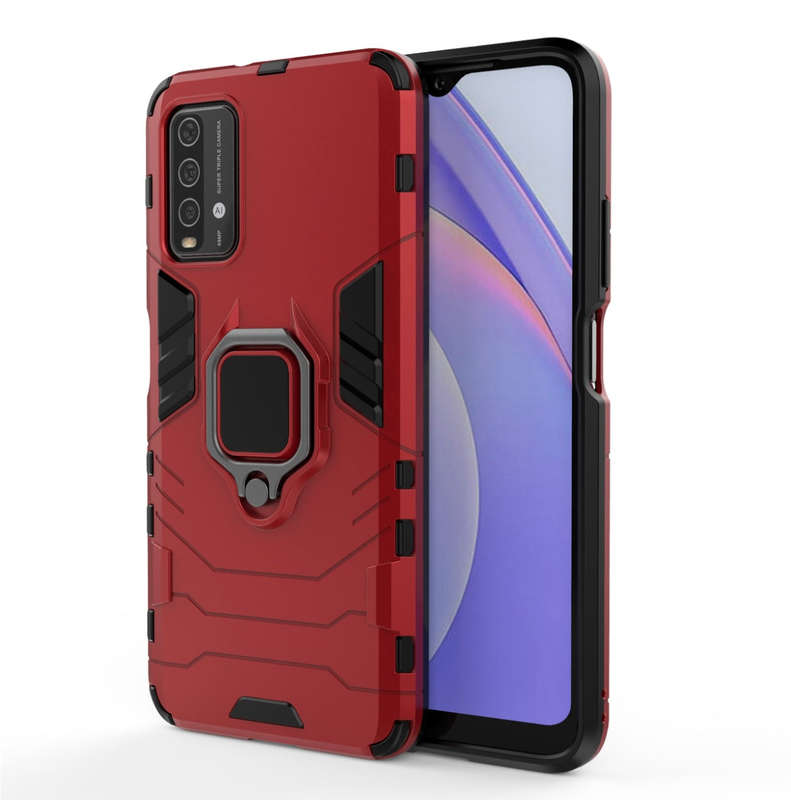 CellTime Xiaomi Redmi 9T Shockproof Black Panther Magnetic Ring Stand Cover