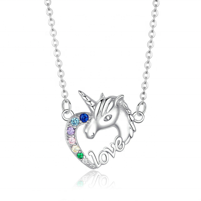 Diva Cute Unicorn Necklace Sterling Silver