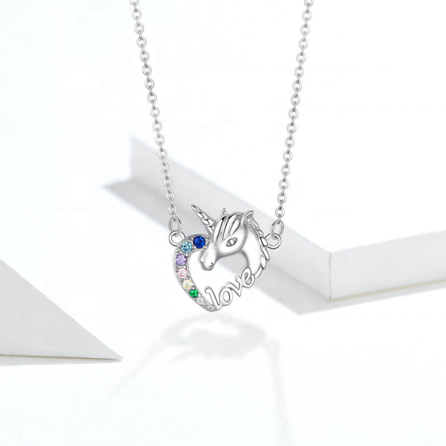 Diva Cute Unicorn Necklace Sterling Silver