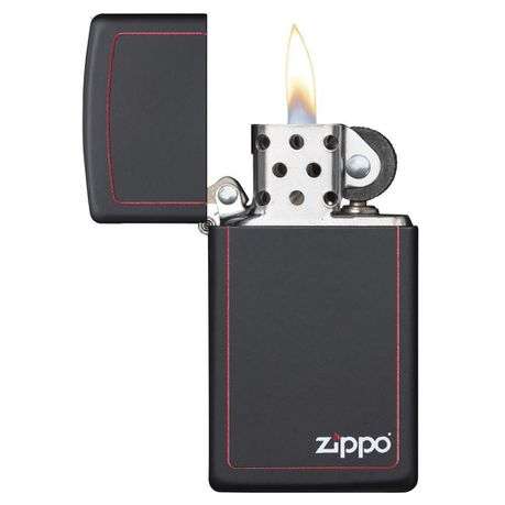 Zippo Lighter - Slim Black Matte with Red Border