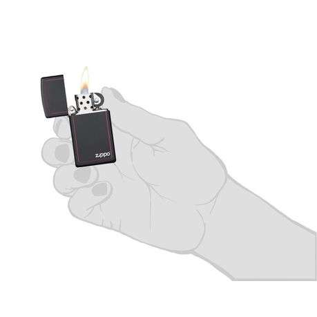 Zippo Lighter - Slim Black Matte with Red Border