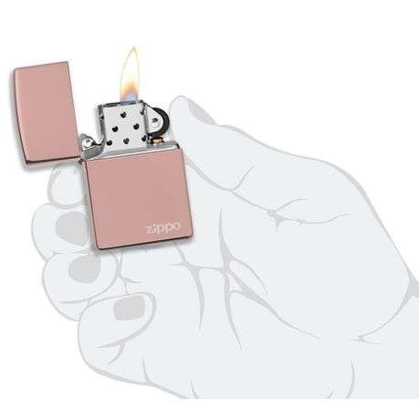 Zippo Lighter - Classic High Polish Rose Gold Zippo Logo