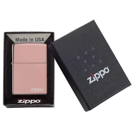 Zippo Lighter - Classic High Polish Rose Gold Zippo Logo
