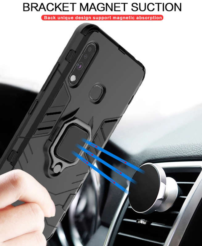 CellTime Galaxy A51 Shockproof Black Panther Magnetic Ring Stand Cover