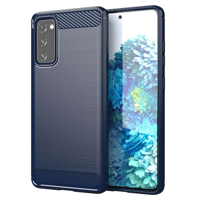 CellTime Galaxy S20 FE (Fan Edition) Shockproof Carbon Fiber Design Cover - Blue