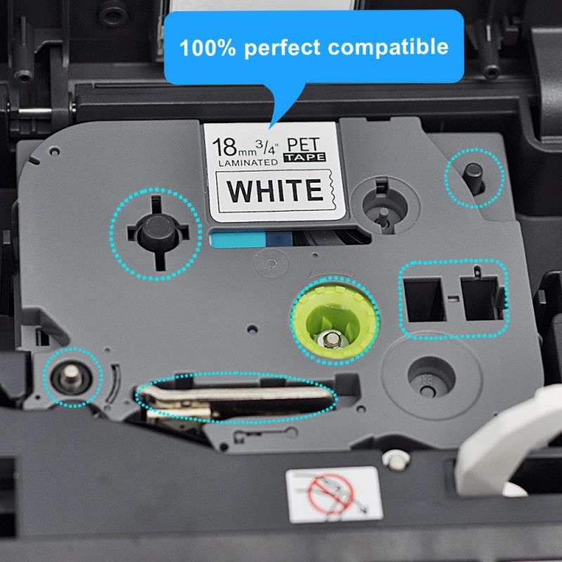 TZ-241 Label Tape Cartridge 18mm-Laminated Black On White-Pack Of 3