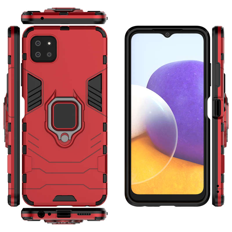 CellTime Galaxy A22 5G Shockproof Black Panther Magnetic Ring Stand Cover