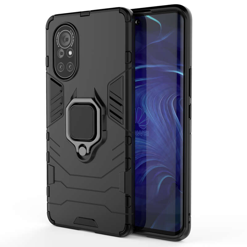 CellTime Huawei Nova 8 Shockproof Black Panther Magnetic Ring Stand Cover