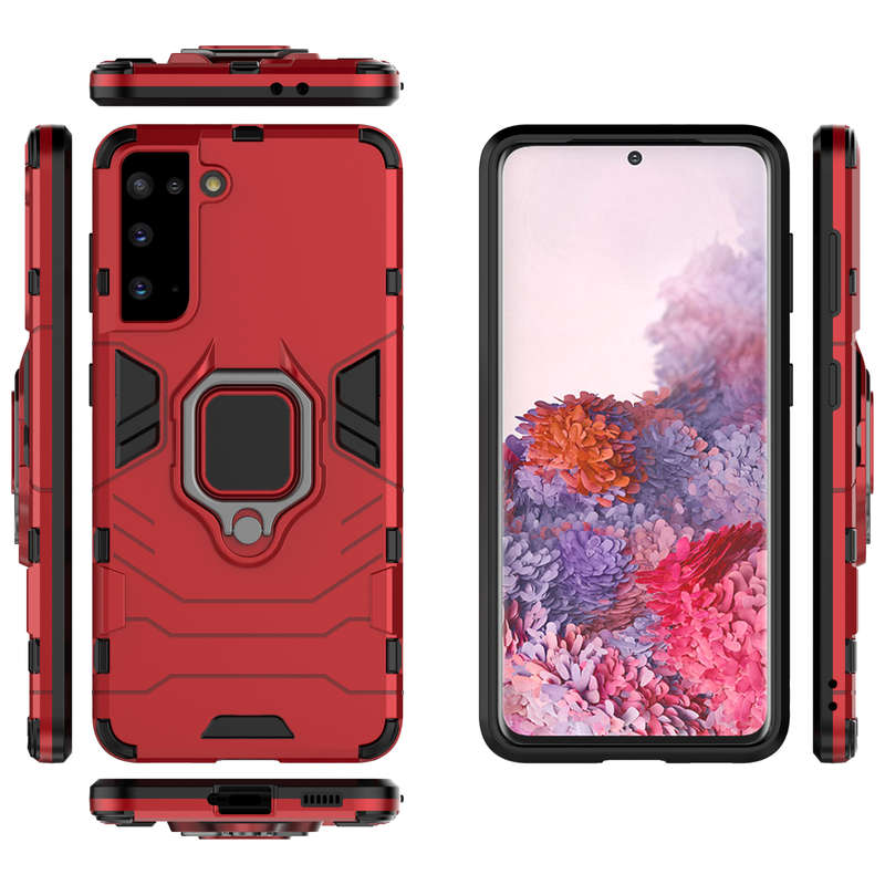 CellTime Galaxy S21 Shockproof Black Panther Magnetic Ring Stand Cover