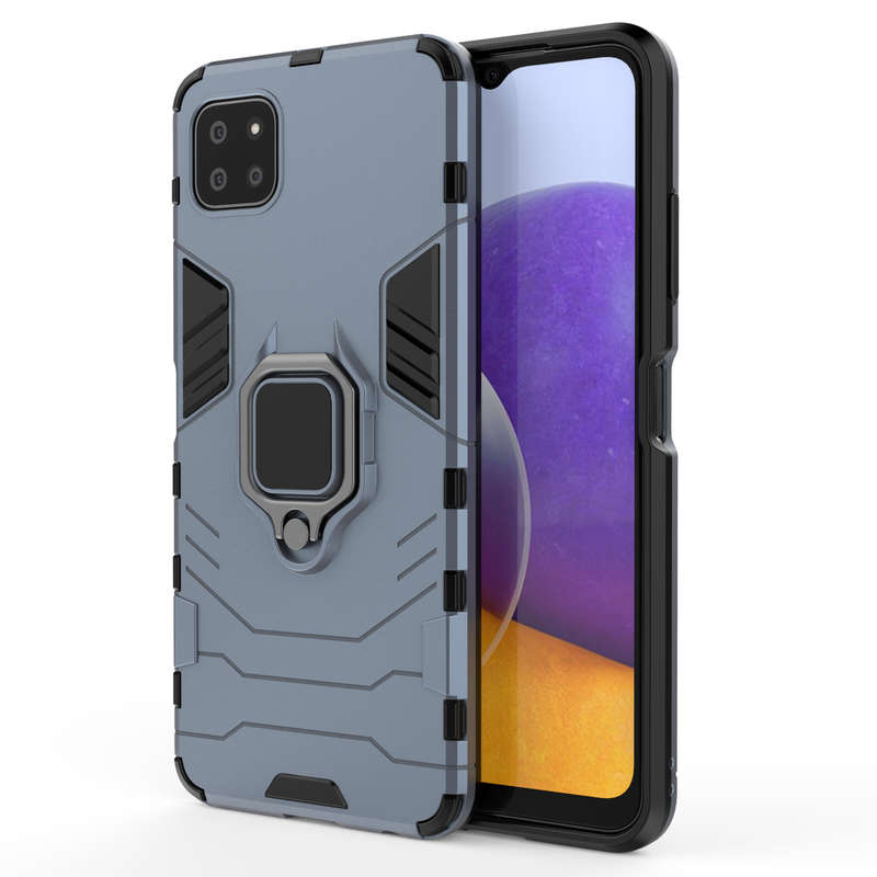 CellTime Galaxy A22 5G Shockproof Black Panther Magnetic Ring Stand Cover