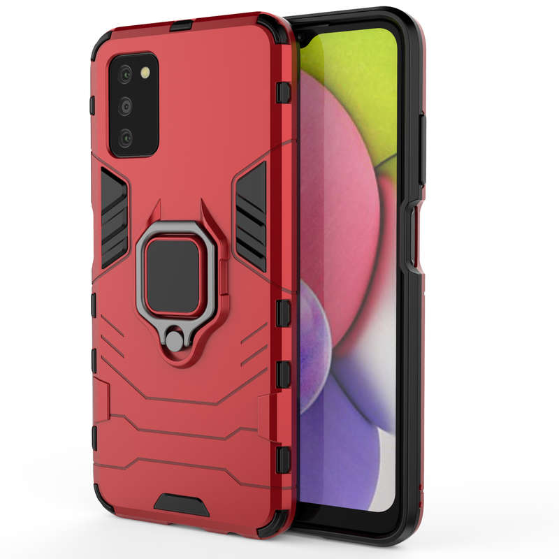 CellTime Galaxy A03s Shockproof Black Panther Magnetic Ring Stand Cover