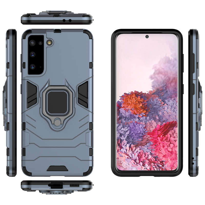 CellTime Galaxy S21 Shockproof Black Panther Magnetic Ring Stand Cover