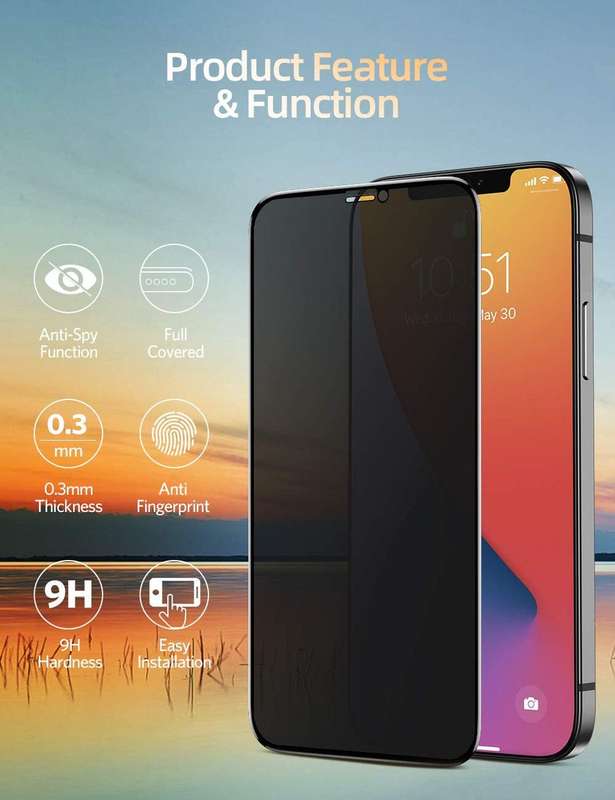 CellTime Tempered Glass Privacy Screen Guard for iPhone 13 Pro Max