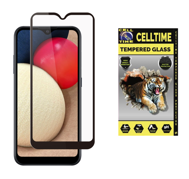 CellTime Full Tempered Glass Screen Guard for Galaxy A02s