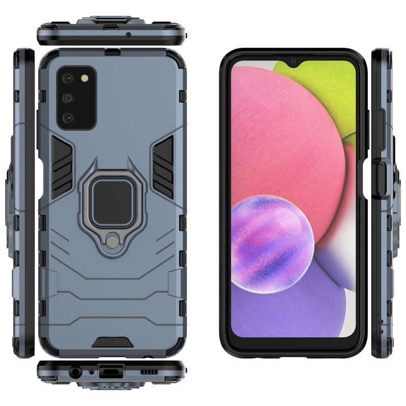 CellTime Galaxy A03s Shockproof Black Panther Magnetic Ring Stand Cover