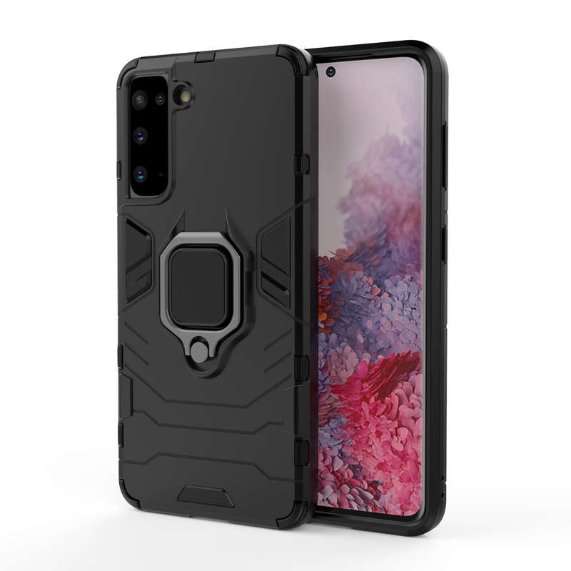 CellTime Galaxy S21 Shockproof Black Panther Magnetic Ring Stand Cover