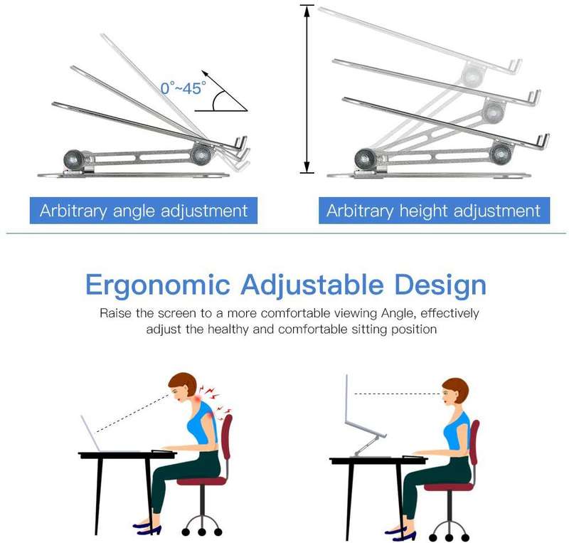 Ergonomic Height Adjustable Portable Laptop & Tablet Riser Stand