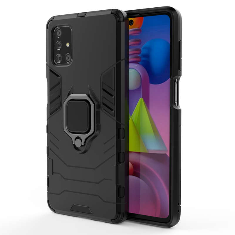 CellTime Galaxy A51 Shockproof Black Panther Magnetic Ring Stand Cover