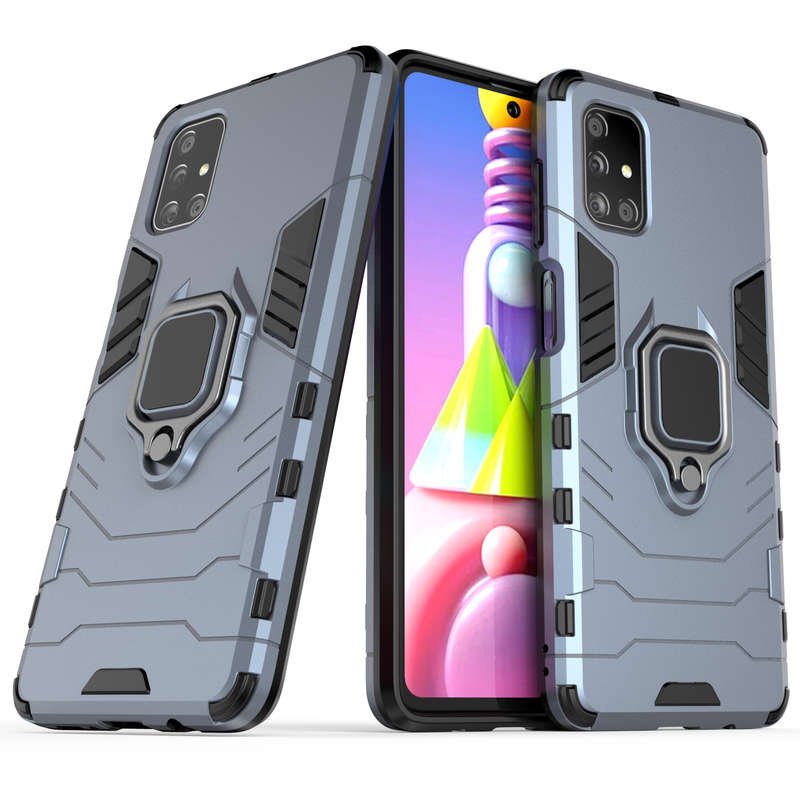 CellTime Galaxy A51 Shockproof Black Panther Magnetic Ring Stand Cover