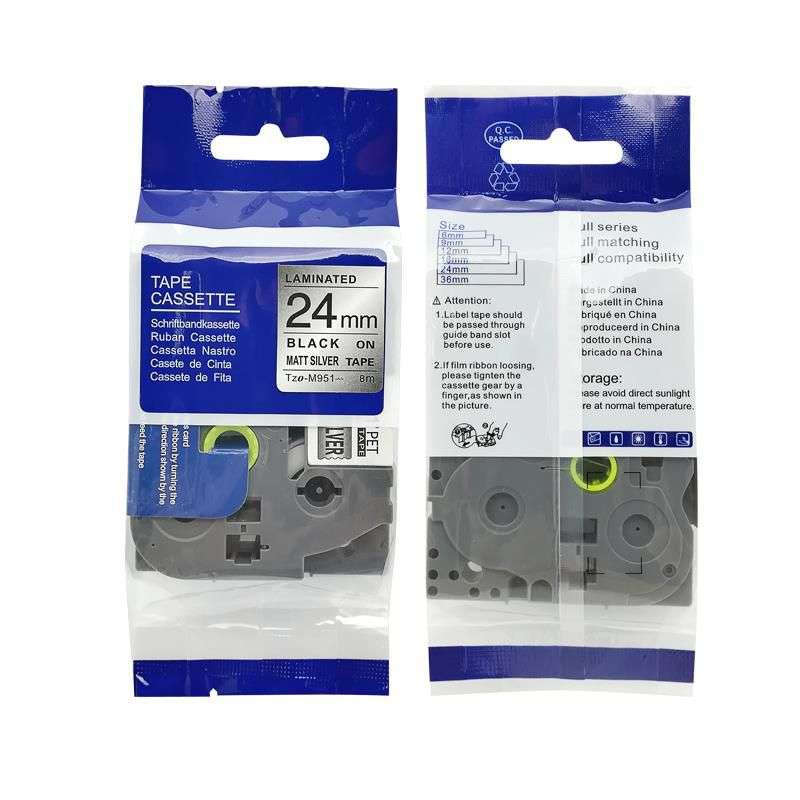 TZ-251 Label Tape Cartridge 24mm-Laminated Black On White-Pack Of 2