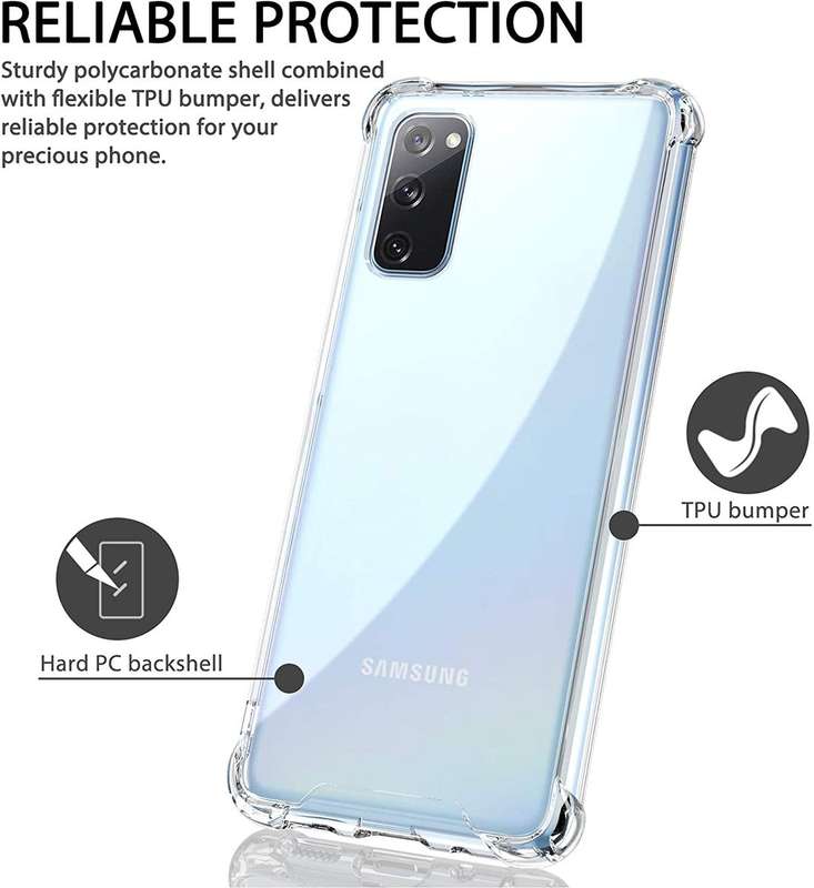 CellTime Galaxy S20 FE (Fan Edition) Clear Shock Resistant Armor Cover