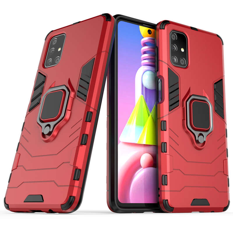 CellTime Galaxy A51 Shockproof Black Panther Magnetic Ring Stand Cover