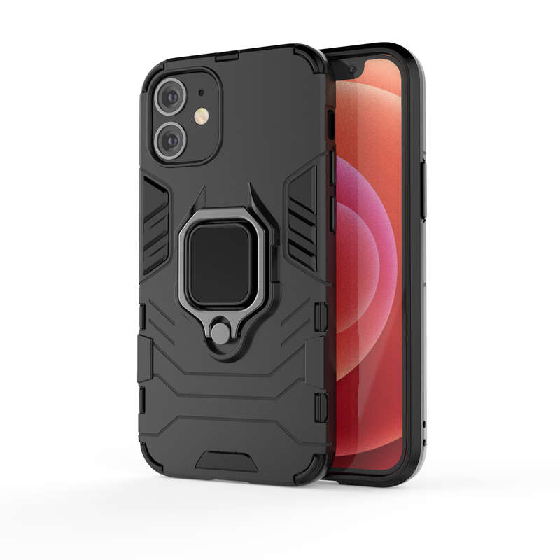 CellTime iPhone 12 Mini Shockproof Black Panther Magnetic Ring Stand Cover