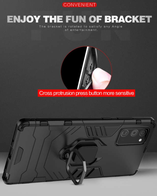 CellTime Galaxy A22 5G Shockproof Black Panther Magnetic Ring Stand Cover