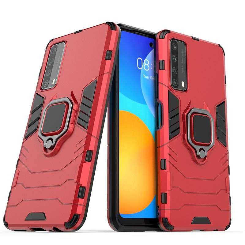 CellTime Huawei P Smart 2021 Shockproof Black Panther Magnetic Ring Stand Cover