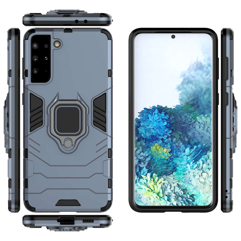 CellTime Galaxy S21 Plus Shockproof Black Panther Magnetic Ring Stand Cover