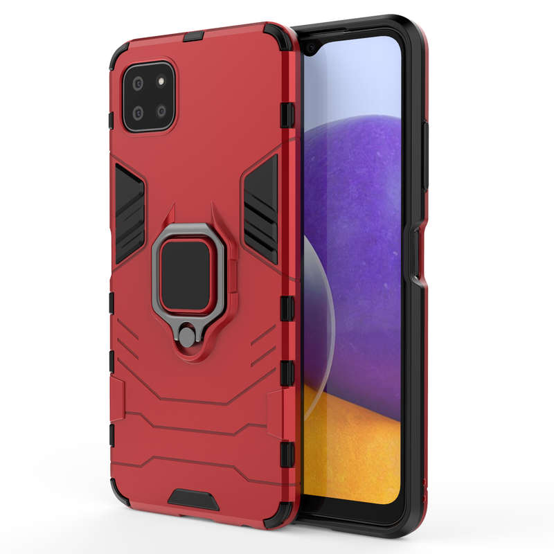CellTime Galaxy A22 5G Shockproof Black Panther Magnetic Ring Stand Cover