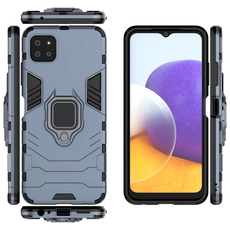 CellTime Galaxy A22 5G Shockproof Black Panther Magnetic Ring Stand Cover