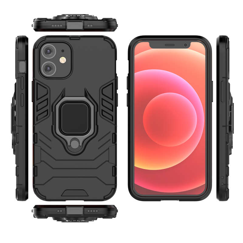 CellTime iPhone 12 Mini Shockproof Black Panther Magnetic Ring Stand Cover