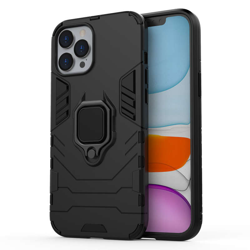 CellTime iPhone 12 Pro Max Shockproof Black Panther Magnetic Ring Stand Cover