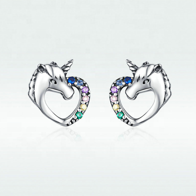 Diva Cute Unicorn Sterling Silver Earrings