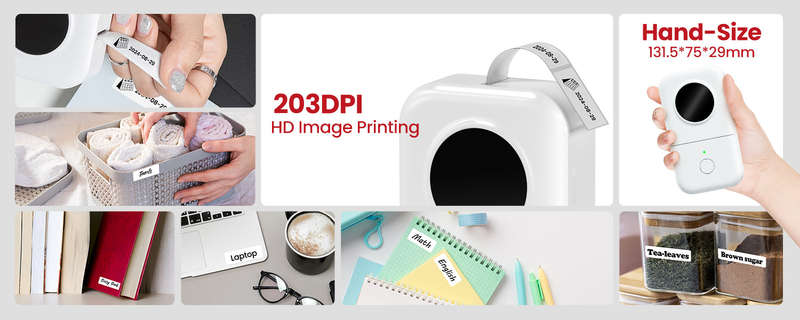 With 203dpi resolution, Phomemo D30 bluetooth label maker delivers sharp and clear labels.