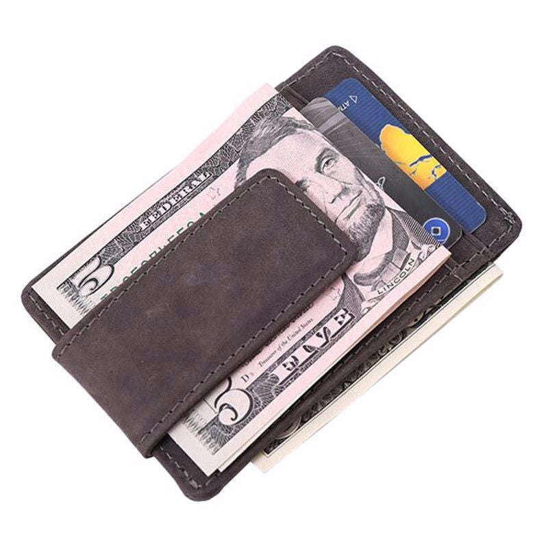 Vintage Leather Wear-resisting Money Clip Wallet for Men (Coffee)