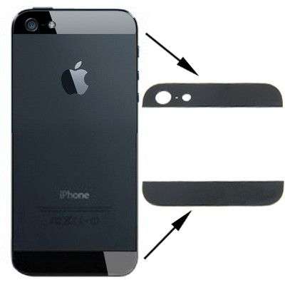 OEM Version Back Cover Top & Bottom Glass Lens for iPhone 5 (Black)