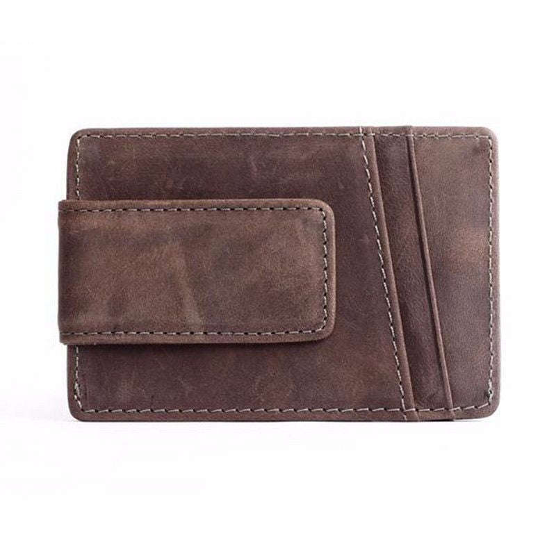 Vintage Leather Wear-resisting Money Clip Wallet for Men (Coffee)