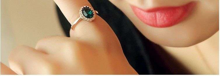 Green Crystal 18K Gold Plated Ring Jewelry Made with Genuine Swarovski Elements - 5.5