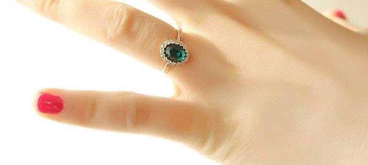 Green Crystal 18K Gold Plated Ring Jewelry Made with Genuine Swarovski Elements - 5.5