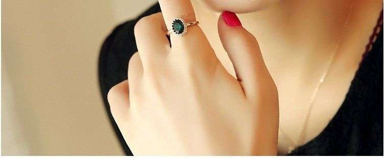 Green Crystal 18K Gold Plated Ring Jewelry Made with Genuine Swarovski Elements - 5.5