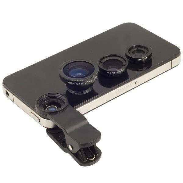 Cellphone Camera Lens Kit Set - Universal 3 in 1 - Black - Black
