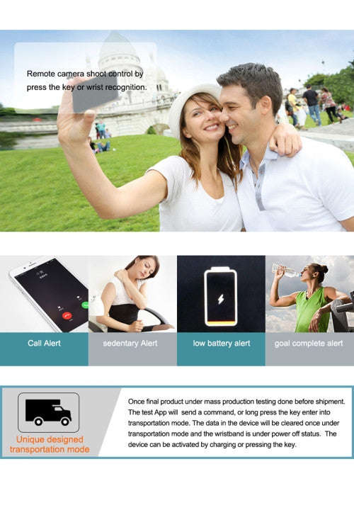 ID107HR Heart Rate Monitor Fitness Tracker Smart Wristband for iOS / Android Mobile Phone Pedomet...