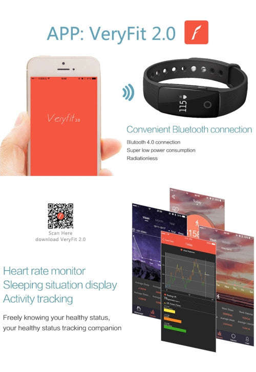 ID107HR Heart Rate Monitor Fitness Tracker Smart Wristband for iOS / Android Mobile Phone Pedomet...